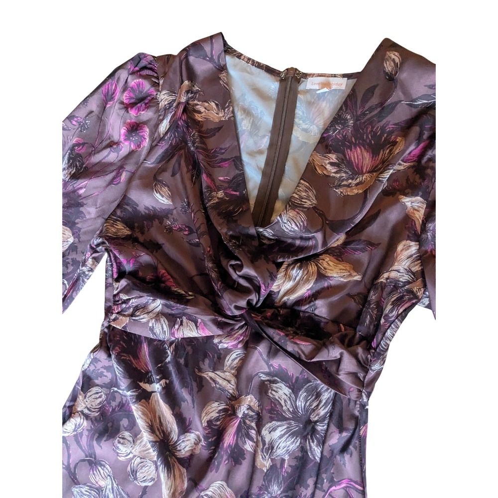 Love Wednesday Floral Satin Dress Fairycore Coquette Romantic - Picture 3 of 6